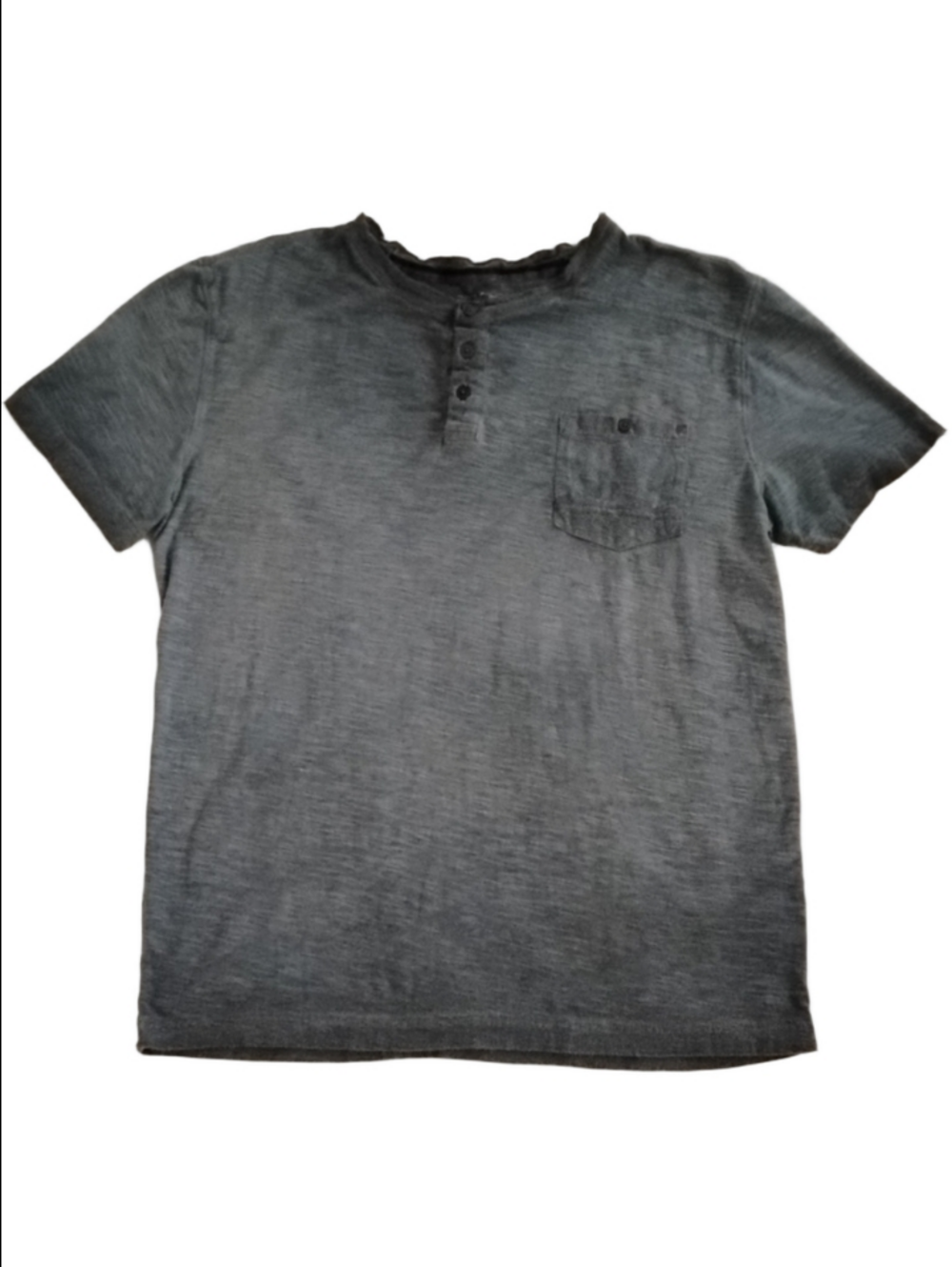 3/$20 Men's Short-Sleeve Washed Blue Henley Pocket Tee